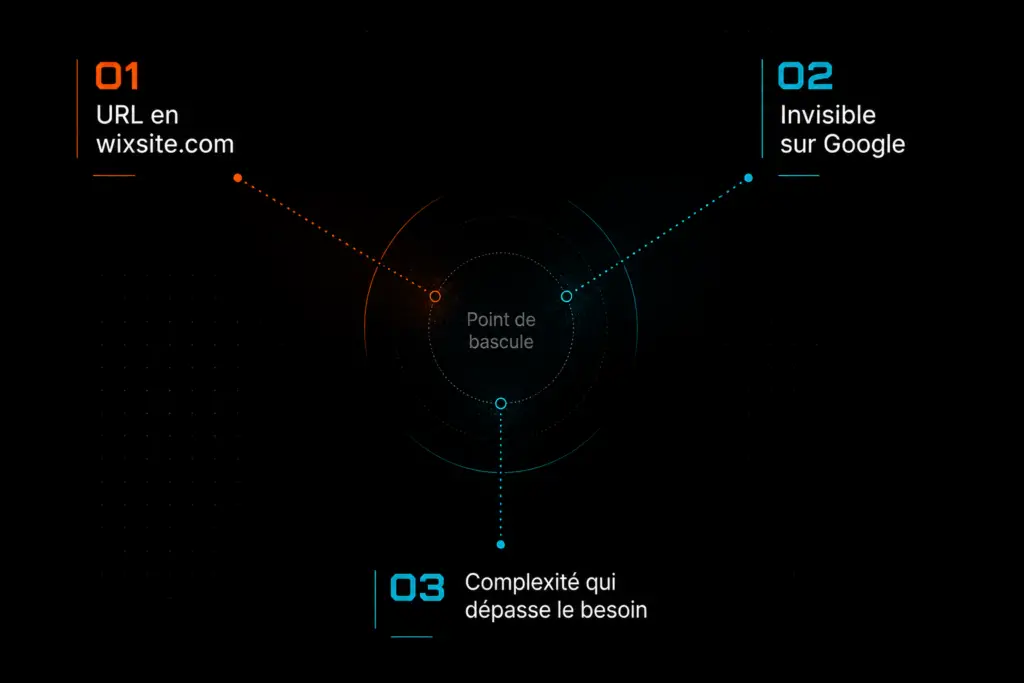 Schéma de convergence des signaux indiquant un point de bascule pour le site web d'une PME romande